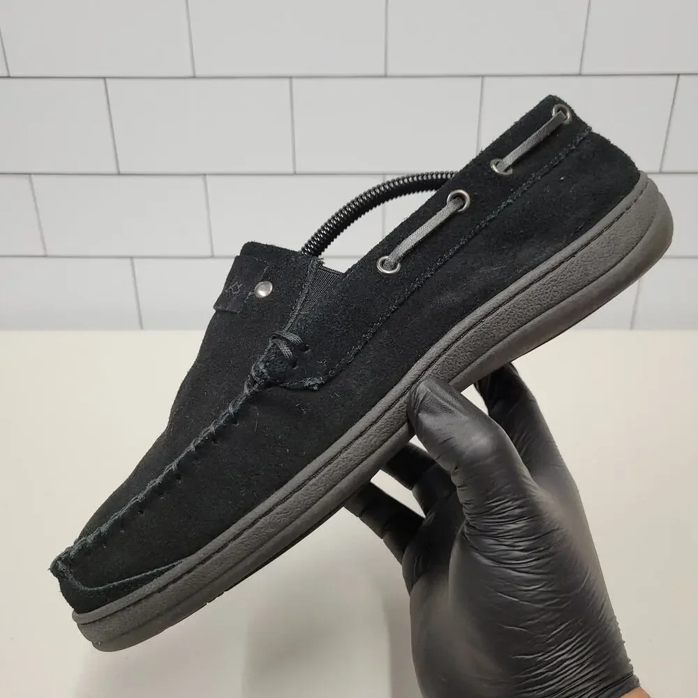 Clarks Andy Men's Black Suede Moccasin Slippers Size 11M Cozy Indoor Outdoor